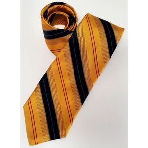 Robert Talbott Necktie Best of Class USA 100% Silk Gold/Blk/Burg Diagonal Stripe
